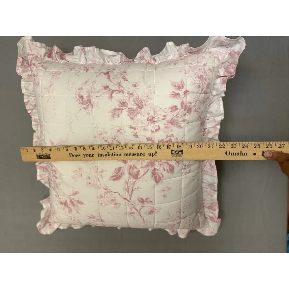 Cabbages & Roses London Pink Alderney Raspberry Quilted Euro Sham Pillows Set 2